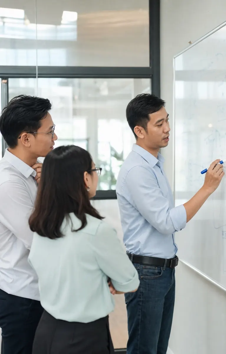 Đội ngũ PTK cùng doanh nghiệp thiết kế giải pháp tại workshop