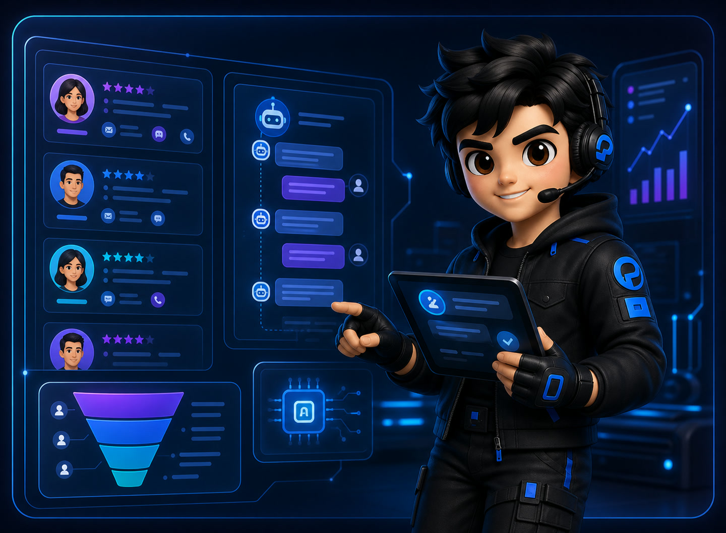 Mascot PTK hỗ trợ AI và CRM thông minh