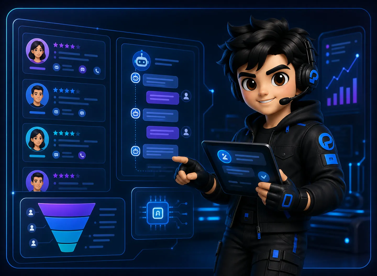 Mascot PTK hỗ trợ AI và CRM thông minh